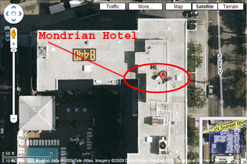 Art Fag City, James Turrell, Hi Test, Mondrian Hotel, google maps