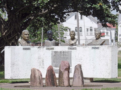 Non-Aligned monument in Guyana, Tito is on the right