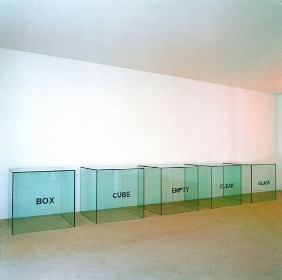 Joseph Kosuth - Box, Cube, Empty, Clear, Glass-A Description (1965)