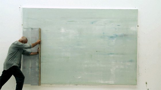 Left: Gerhard Richter, painting. Right: A Gerhard Richter painting.